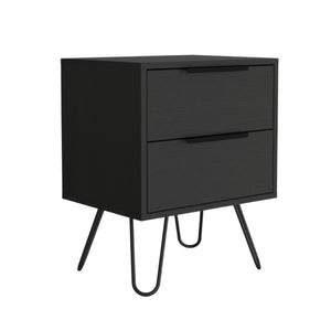 Homeroots 22" Black Two Drawer Faux Wood Nightstand   478271