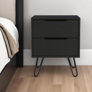 Homeroots 22" Black Two Drawer Faux Wood Nightstand   478271
