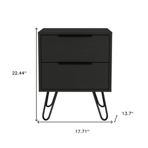 Homeroots 22" Black Two Drawer Faux Wood Nightstand   478271