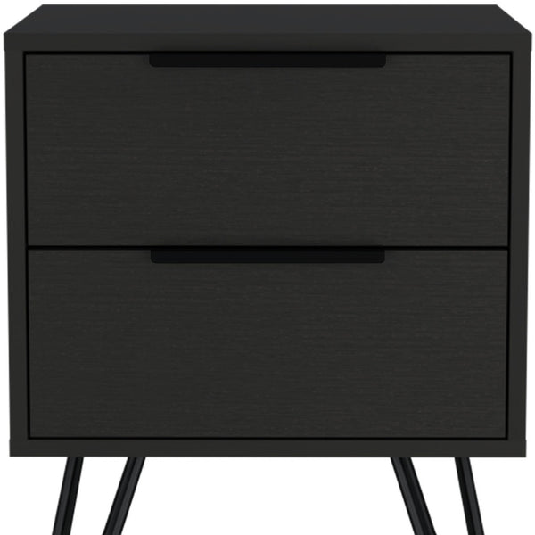 Homeroots 22" Black Two Drawer Faux Wood Nightstand   478271