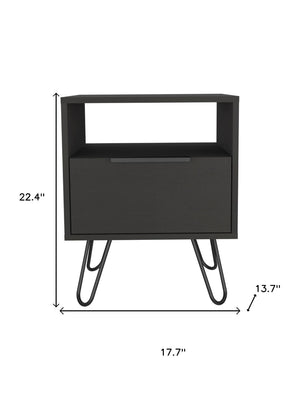 HomeRoots 22" Black Wood Nightstand with Drawer - Modern Accent Table for Bedroom, Living Room & Office 478272