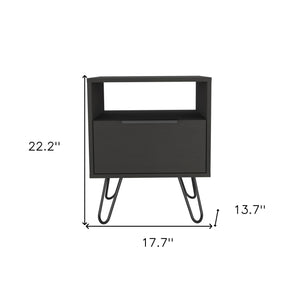 Homeroots 22" Black Faux Wood Nightstand With Storage   478272