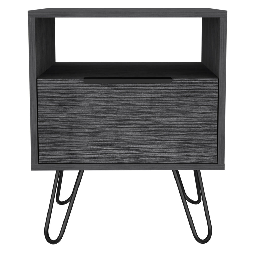 Homeroots 22" Gray Faux Wood Nightstand With Storage   478274