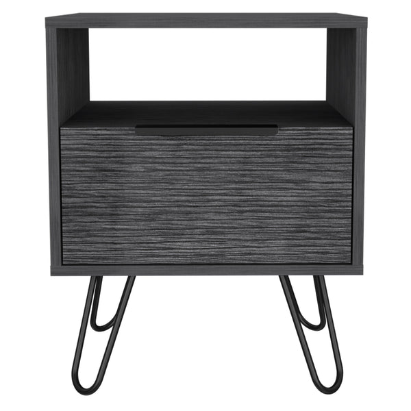 Homeroots 22" Gray Faux Wood Nightstand With Storage   478274
