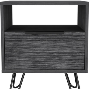 Homeroots 22" Gray Faux Wood Nightstand With Storage   478274