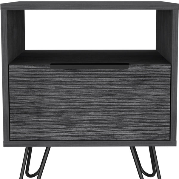 Homeroots 22" Gray Faux Wood Nightstand With Storage   478274