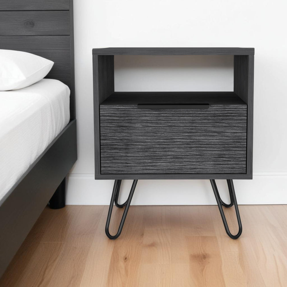 Homeroots 22" Gray Faux Wood Nightstand With Storage   478274