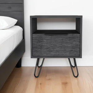 Homeroots 22" Gray Faux Wood Nightstand With Storage   478274