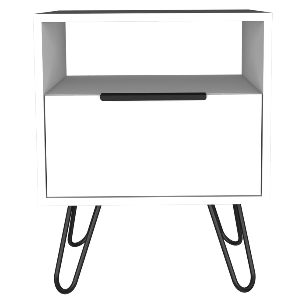 Homeroots 22" White Faux Wood Nightstand With Storage   478275