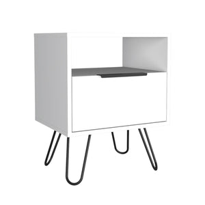 Homeroots 22" White Faux Wood Nightstand With Storage   478275