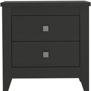 Homeroots 24" Black Two Drawer Faux Wood Nightstand   478276