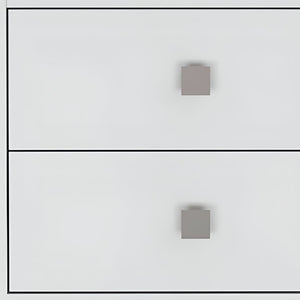 Homeroots 24" White Two Drawer Faux Wood Nightstand   478277