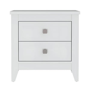 Homeroots 24" White Two Drawer Faux Wood Nightstand   478277