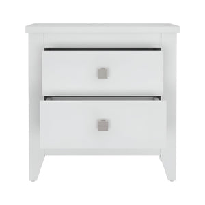 Homeroots 24" White Two Drawer Faux Wood Nightstand   478277