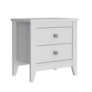 Homeroots 24" White Two Drawer Faux Wood Nightstand   478277