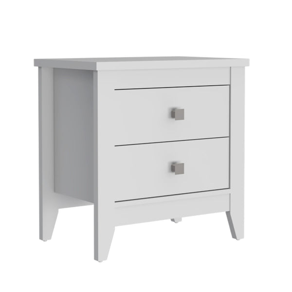 Homeroots 24" White Two Drawer Faux Wood Nightstand   478277