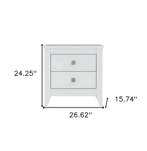Homeroots 24" White Two Drawer Faux Wood Nightstand   478277