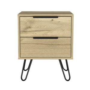 Homeroots 22" Oak Two Drawer Faux Wood Nightstand   478278