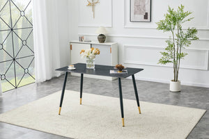 English Elm Modern Sintered Stone Rectangular Dining Table with Metal Legs for Four Seats Dark Gray W3493S00014