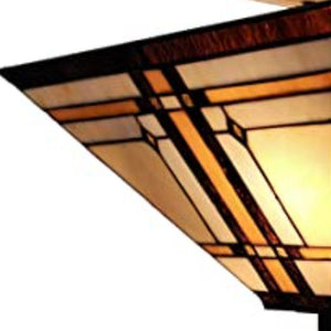 Homeroots Brown And Amber Tiffany Style Mission Semi Flush Dimmable Ceiling Light   478303