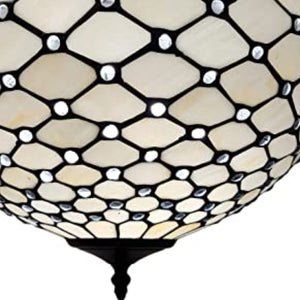Homeroots Black And White Tiffany Style Two Light Semi Flush Ceiling Lamp   478304