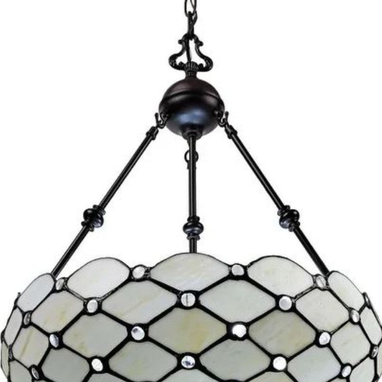 HomeRoots Black Three Light Dimmable Chandelier with Striking Glass Shades for Modern Interiors 478310