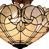 Homeroots Yellow And Brown Two Light Tiffany Style Semi Flush Dimmable Ceiling Light   478313