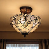 Yellow Tiffany Style Semi Flush Light Fixture - Dimmable Ceiling Lamp for Artistic Room Decor