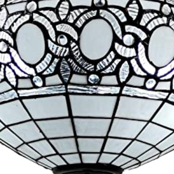 Homeroots Blue And Black Tiffany Style Two Light Glass Dimmable Semi Flush Ceiling Light   478315