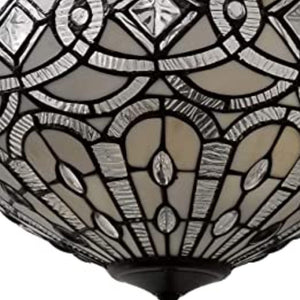 Homeroots Black And Gray Tiffany Style Two Light Glass Dimmable Semi Flush Ceiling Light   478316