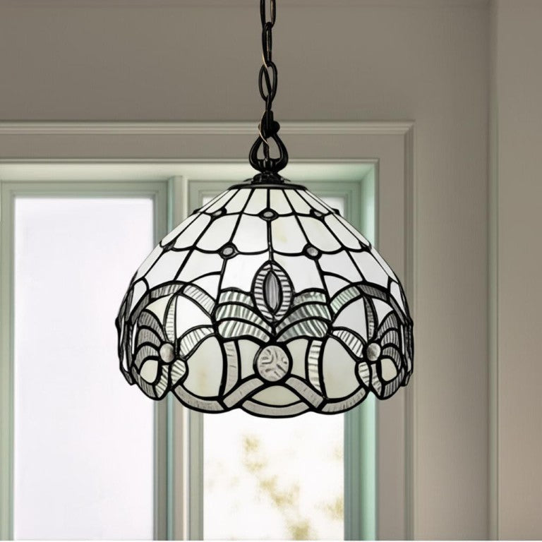 HomeRoots Blown Glass Dimmable Chandelier with Bold Sculptural Shades for Modern Living Room Ceilings Black / White 12" W x 9.5" H x 12" D 478318