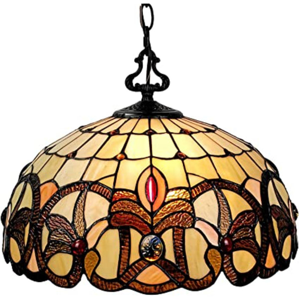 Homeroots 16" Tiffany Style Stained Glass Two Light Glass Dimmable Ceiling Light   478324