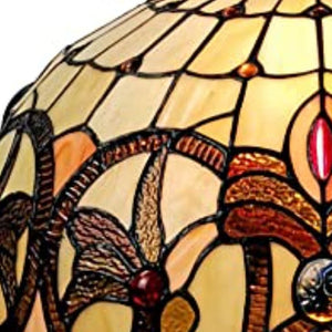 Homeroots 16" Tiffany Style Stained Glass Two Light Glass Dimmable Ceiling Light   478324