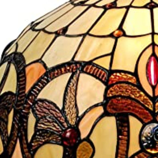 Homeroots 16" Tiffany Style Stained Glass Two Light Glass Dimmable Ceiling Light   478324