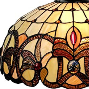 Homeroots 16" Tiffany Style Stained Glass Two Light Glass Dimmable Ceiling Light   478324