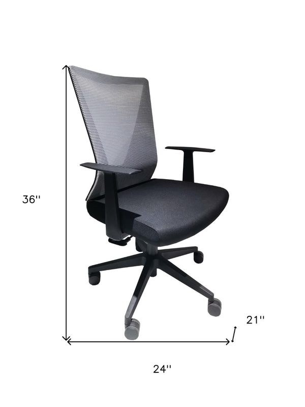 HomeRoots Black Ergonomic Adjustable Height Swivel Office Chair with Mesh Back for Ultimate Comfort & Style 478330