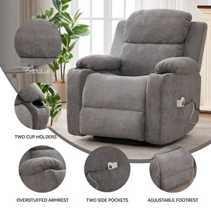 English Elm Infinite Power Lift Recliner with Massage Heat Usb Port and Cup Holders for Seniors W5029P388738