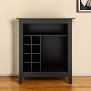 Homeroots Black Bar Cart With Wine Storage  Particle Board 478379