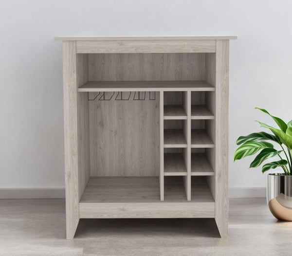 HomeRoots Light Gray Bar Cart with Elegant Wine Storage - Stylish, Space-Saving Design for Modern Homes 478380