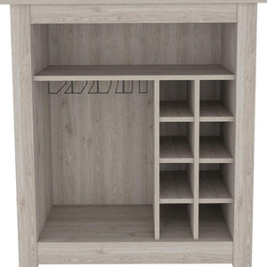 Homeroots Light Gray Bar Cart With Wine Storage  Particle Board 478380