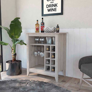 Homeroots Light Gray Bar Cart With Wine Storage  Particle Board 478380