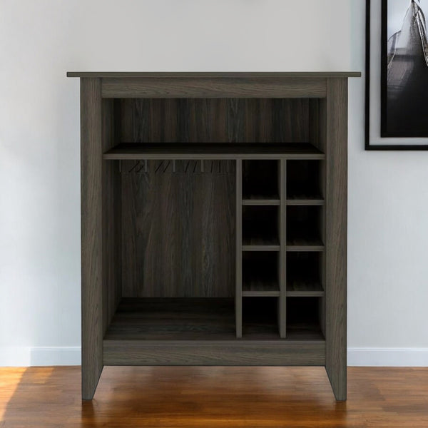 Homeroots Espresso Bar Cart With Wine Storage  Particle Board 478381