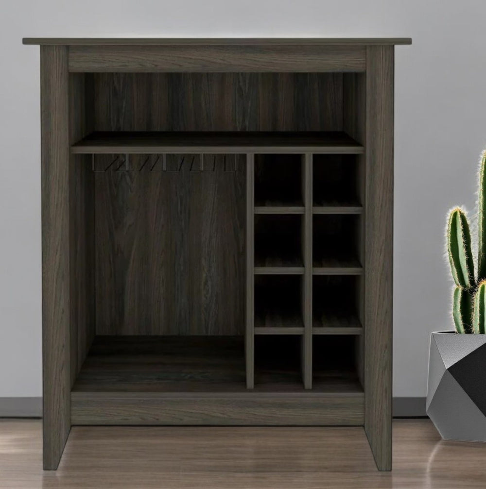 HomeRoots Espresso Bar Cart with Wine Storage - Modern Design, Compact & Stylish for Effortless Entertaining 478381
