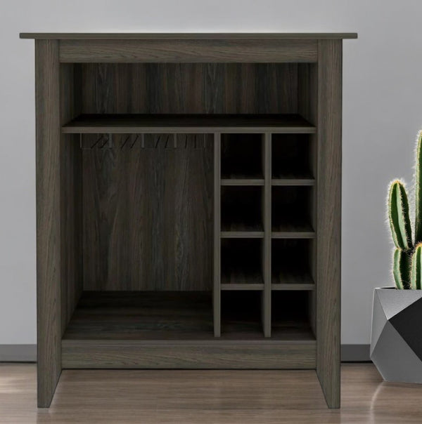 HomeRoots Espresso Bar Cart with Wine Storage - Modern Design, Compact & Stylish for Effortless Entertaining 478381