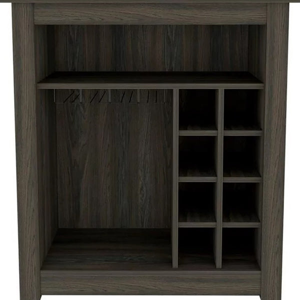 Homeroots Espresso Bar Cart With Wine Storage  Particle Board 478381