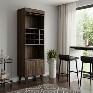 24 Inch Walnut Wood Bar Cabinet Featuring Dual Doors for Stylish Home Entertaining