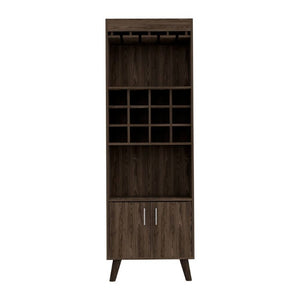 HomeRoots 24 Inch Walnut Wood Bar Cabinet Featuring Dual Doors for Stylish Home Entertaining 478383