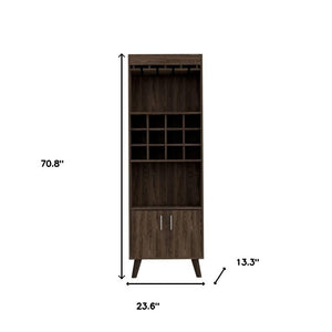 24 Inch Walnut Wood Bar Cabinet Featuring Dual Doors for Stylish Home Entertaining