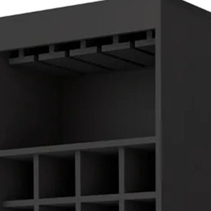 HomeRoots 24" Sleek Black Bar Cabinet with 18 Shelves – Modern Storage Solution for Home & Entertaining 478384