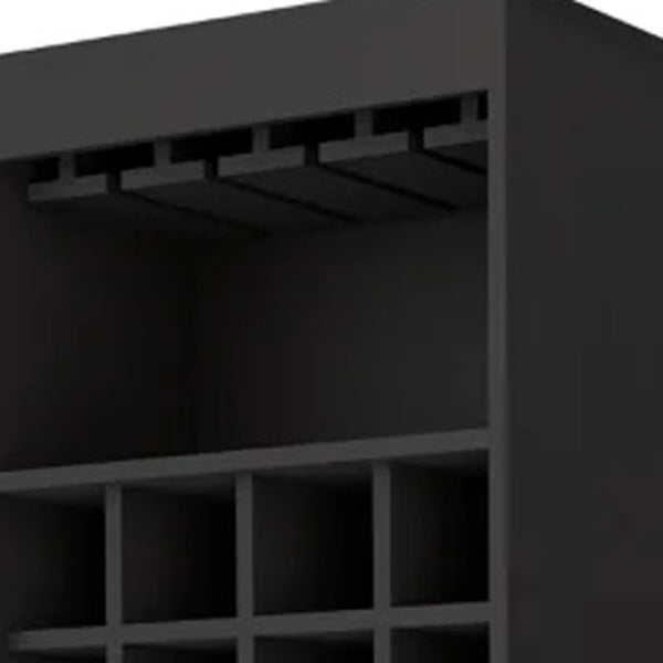 HomeRoots 24" Sleek Black Bar Cabinet with 18 Shelves – Modern Storage Solution for Home & Entertaining 478384